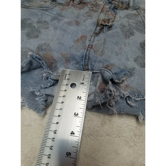 Free People Womens Jean Shorts Size W28 Denim Floral Cut Off Distressed Raw Hem - Picture 7 of 7